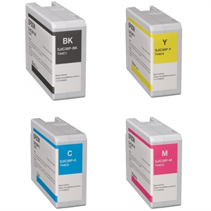 Conjunto completo de cartuchos de tinta para Epson ColorWorks C6000 y Epson C6500, negro brillante.